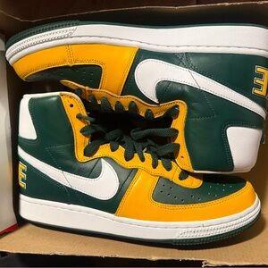 Nike Terminator Seattle SuperSonics Sneakers - Green, Yellow, and White